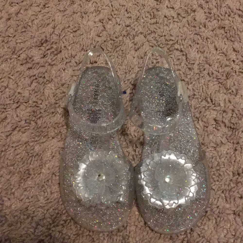 Clear sparkle jelly sandals sz 9